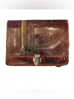 Vintage Costa Rica Hand Tooled Brown Leather Wallet